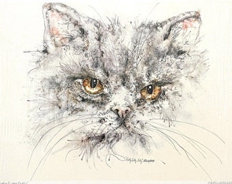 Vintage Kitty Kitty Kitty by Kathy Newell / Cat Wall Art / Cat
