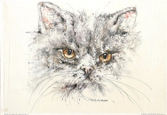 Vintage Kitty Kitty Kitty by Kathy Newell / Cat Wall Art / Cat