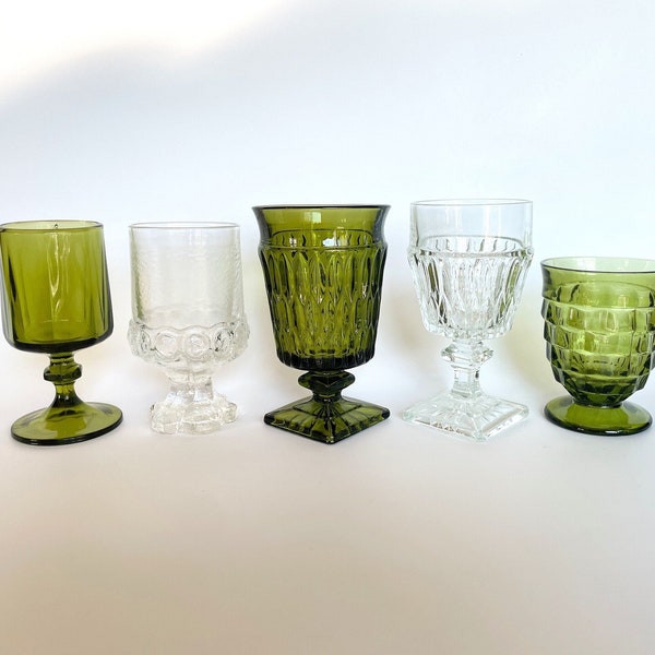 Build-your-own Vintage Glassware Set - Green and Clear Glassware | Custom Cocktail & Drinkware