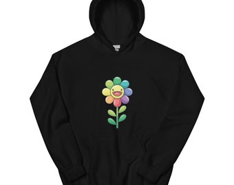 Murakami Murakami Clothing Rainbow Flower Cute Hype Kawaii Sneakerhead Gift Trendy Gift for Him Gift for Her Unisex Fleece Hoodie Etsy
