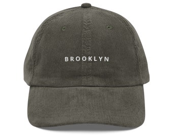 Brooklyn Vintage corduroy cap, BROOKLYN Baseball Hat, New York Cap, Hat for Brooklyn Fan, Unisex hats, Brooklyn embroidered hats, aesthetic