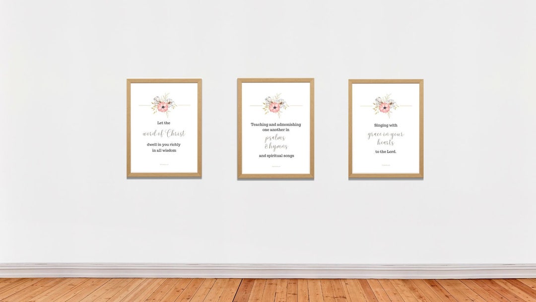 Colossians 3:16 Bible Verse Printable Set of 3 Christian Wall Art Bible Verse Bible Verses Wall ...