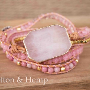 Natural Rose Quartz Bracelet-Grounding Gemstone Bracelet-Healing Stone Anxiety Bracelet-Inner Peace Calming Balancing Meditation Bracelet