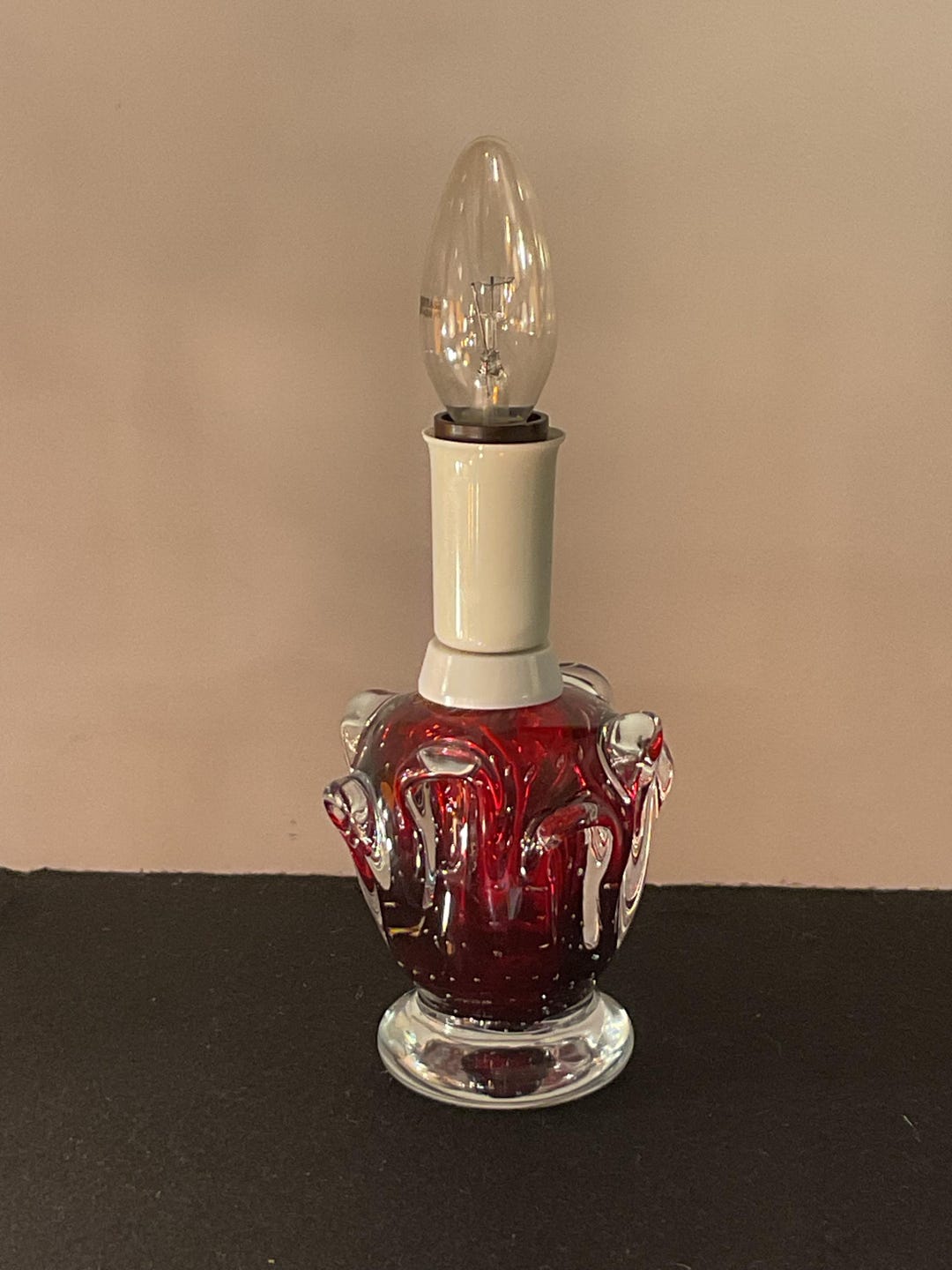 1950s Italian Murano Ruby Red Glass Lamp Base - Etsy