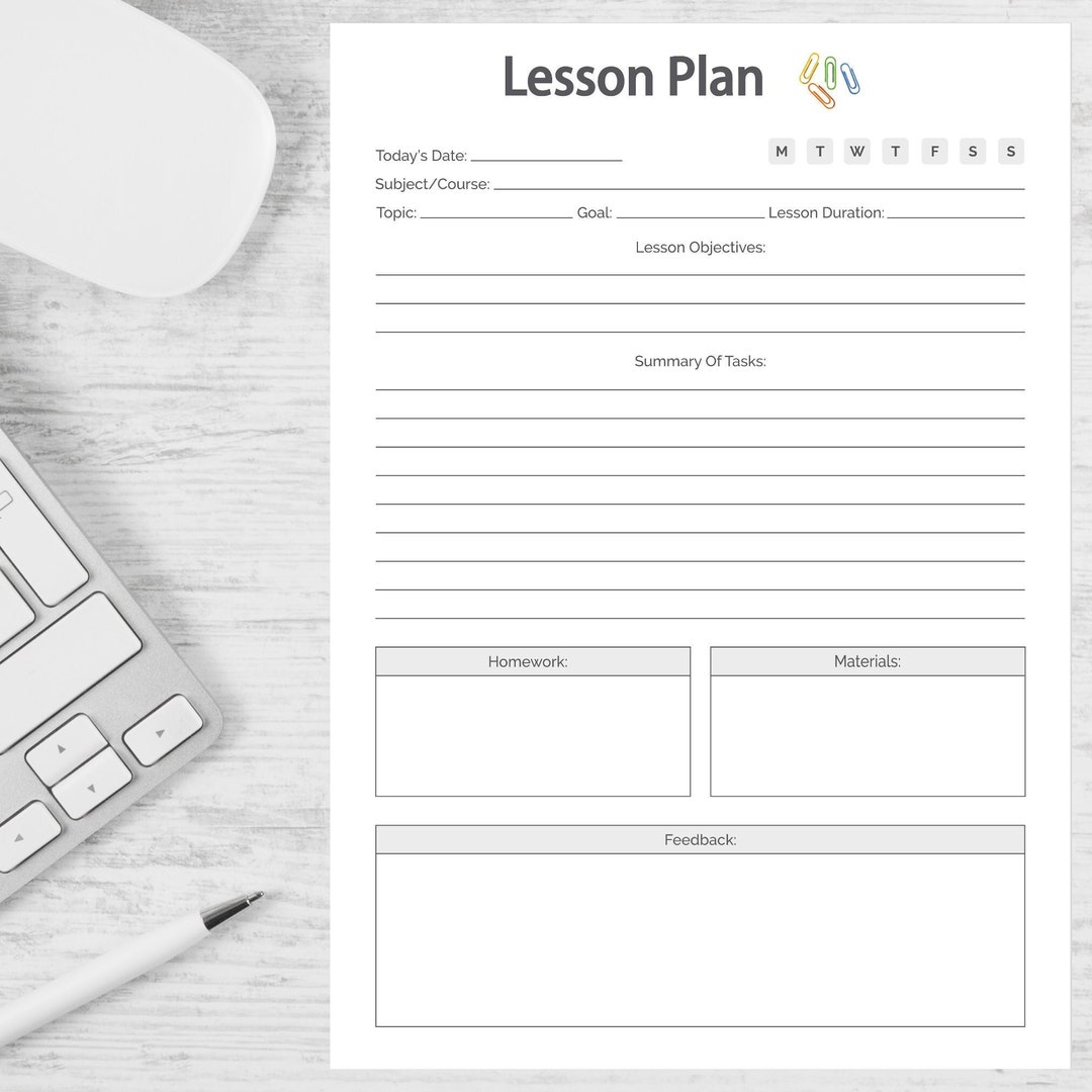 Lesson Planner Printable Lesson Planner Teaching Planner Lesson Plan