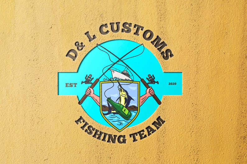 Fishing Logo Design Custom Fishing Logo Design Free 3D Mockup Etsy