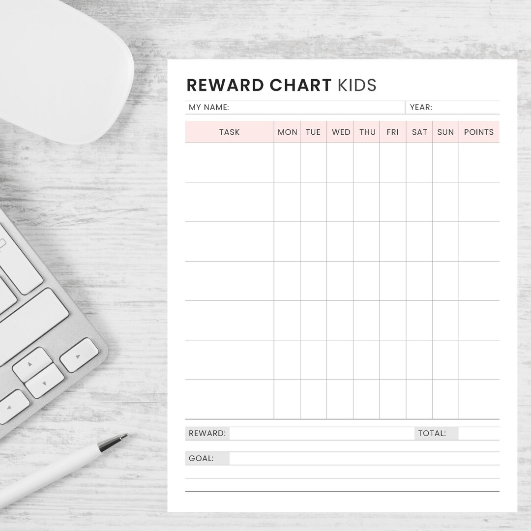 Kids Reward Chart | Printable| Reward Tracker| Digital Download | PDF ...