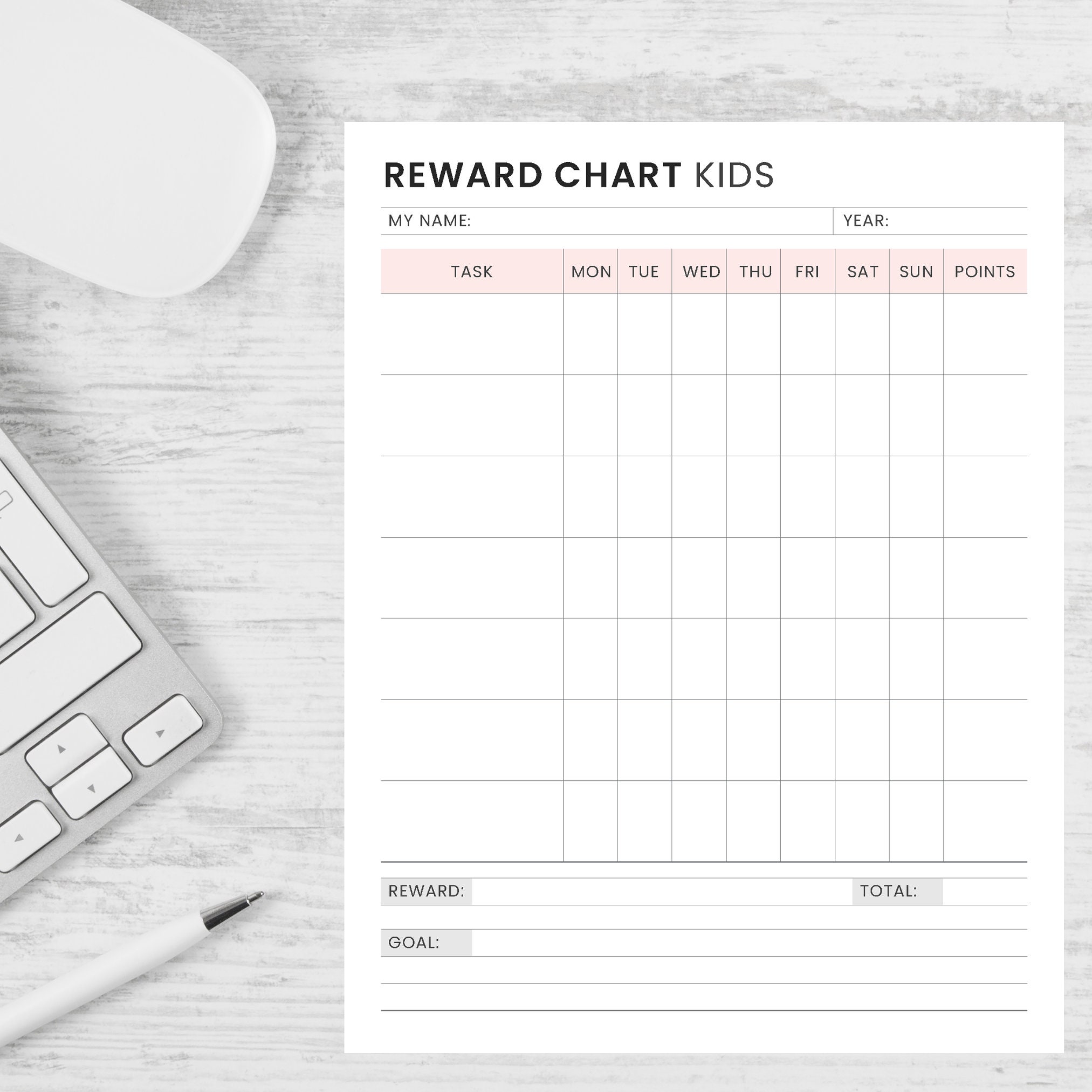 Kids Reward Chart | Printable| Reward Tracker| Digital Download | PDF ...