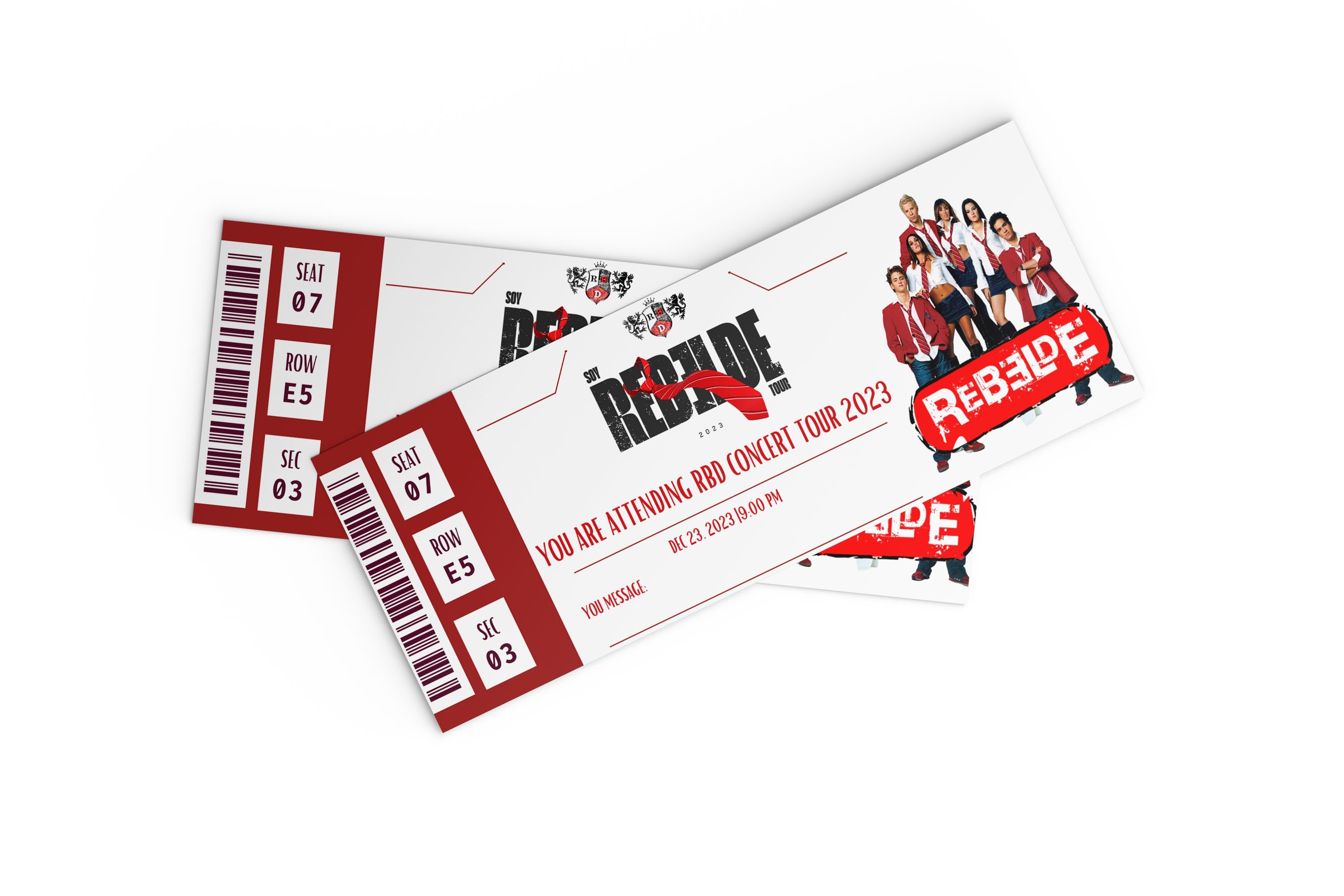 Rebelde Surprise Concert Ticket/ Personalized Ticket / Boleto Sorpresa