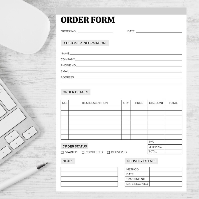Complete Order Form Template Purchase Order Form Template Print ...