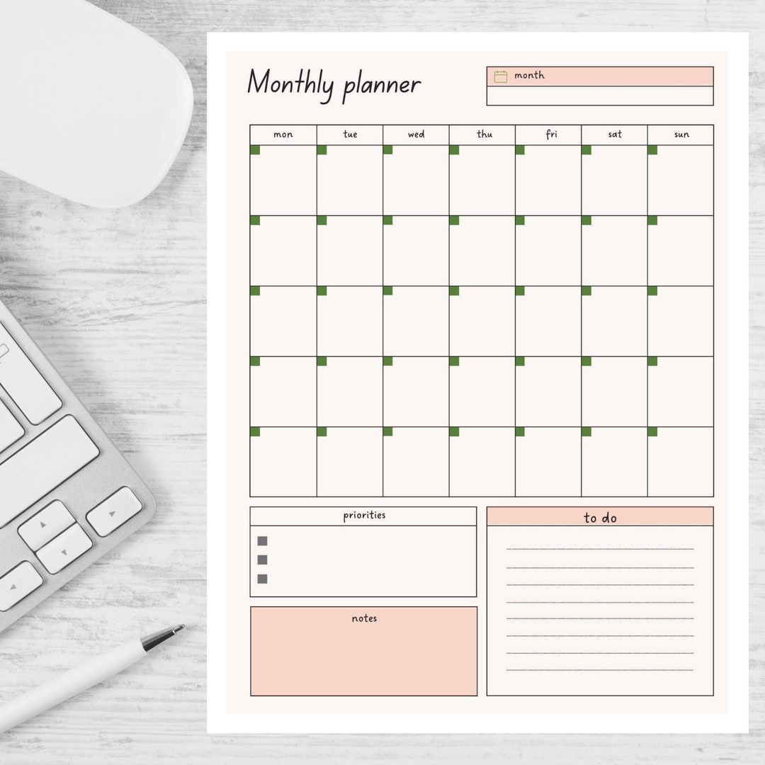 Monthly Planner Goodnotes Template Undated Monthly Planner Monthly