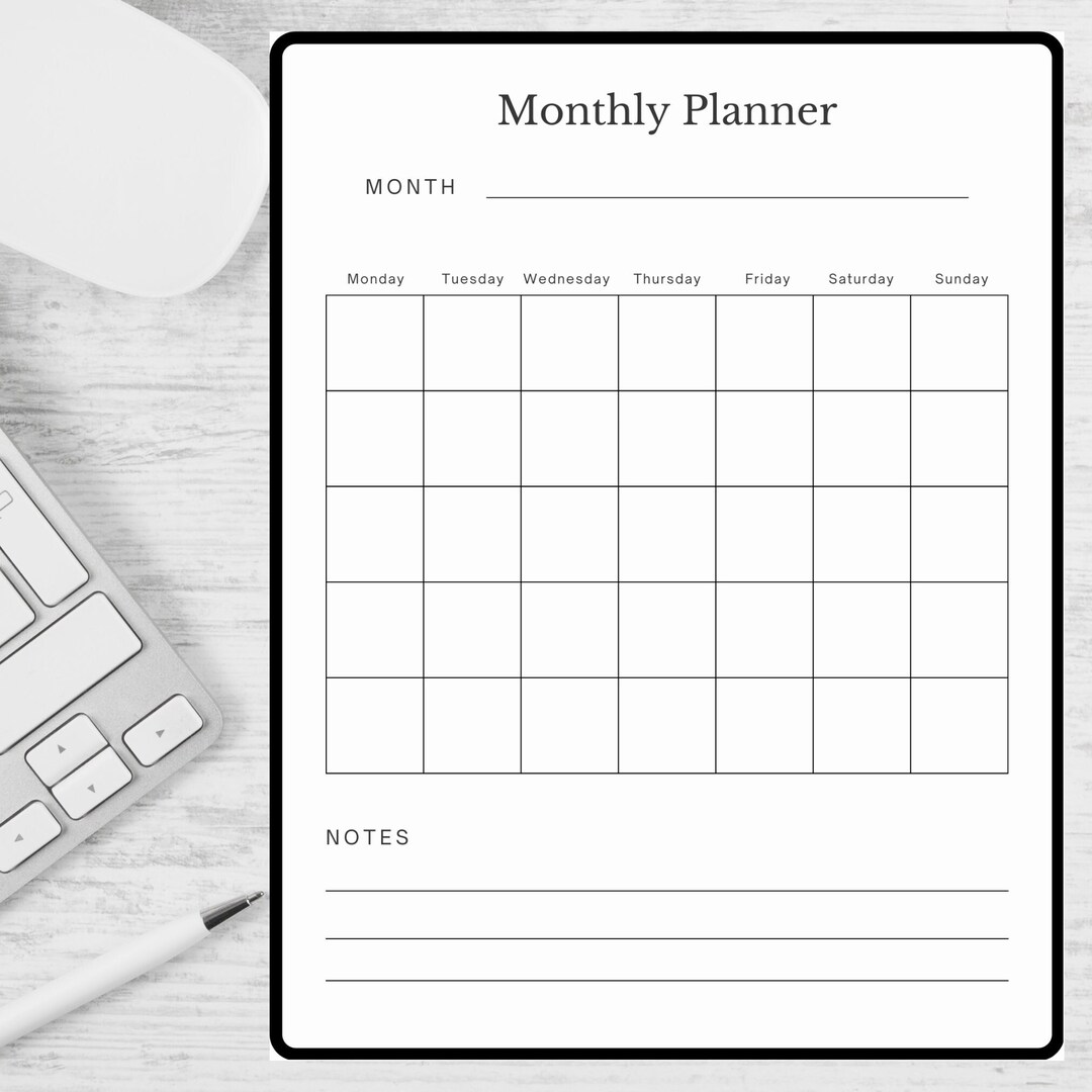Monthly Planner Goodnotes Template Undated Monthly Planner Monthly