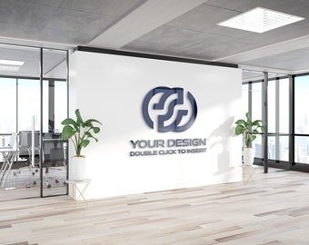 Personalized Office Wall logo mockup | Includes 2 Styles| realistic logo mockup effects | Instant Download| Mockup| Company Brand Showcase
