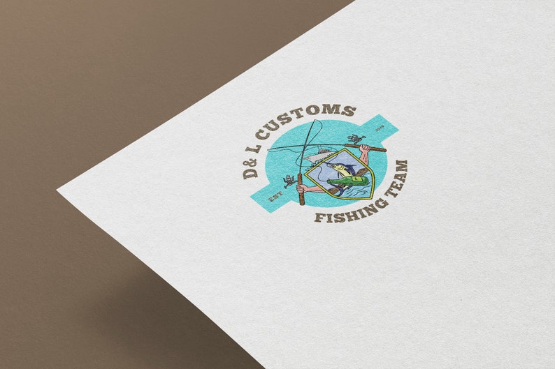 Fishing Logo Design Custom Fishing Logo Design Free 3D Mockup Etsy