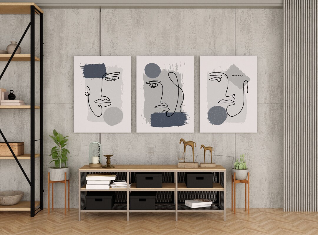 Abstract Wall Art 3 Set Blue Printable Wall Art Digital Download Art INSTANT DOWNLOAD Custom