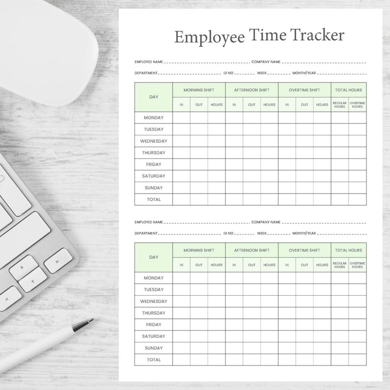 Employee Time Tracker Printable Editable PDF Times Sheet Time Card Time ...