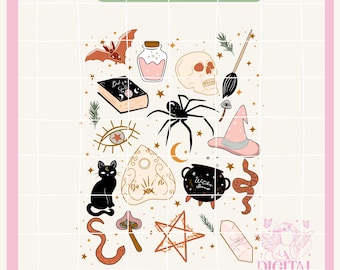 Halloween png,Halloween Doodles,Witchy Things png,Vintage png,Spooky Squad Png,Halloween Png,Skeleton Design,Spooky Season Png