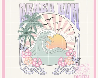 Beach Bum Summer Png,Retro Summer PNG for Sublimation,Coconut Girl png,Trendy summer Design,VSCO png,Cute Aesthetic,Aesthetic png