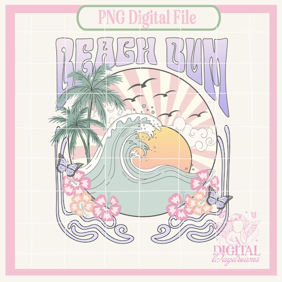 Beach Bum Summer Png,Retro Summer PNG for Sublimation,Coconut Girl png,Trendy summer Design,VSCO png,Cute Aesthetic,Aesthetic png