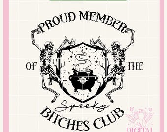 Halloween png, Spooky Bitches Club, Witchy Halloween png, Skelet png, Vintage png, Halloween png, herfst png