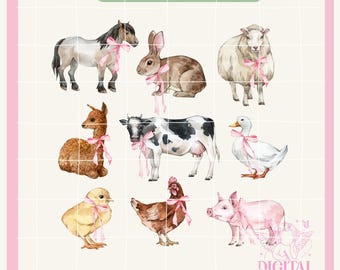 Farm Sublimation,Coquette Farm Animals,Cow Png, Chicken png,farmers market png,Homestead png,coquette aesthetic cottagecore design