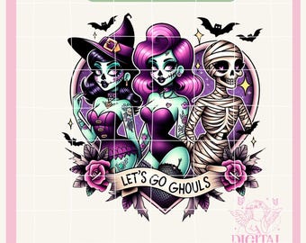 Halloween Png,Lets go Ghouls,Spooky Season Png,Retro,Halloween Png, Halloween Shirt Sublimation Design,Witchy Bats Png,Spooky vibes Png