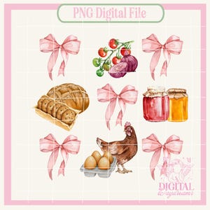 Homestead png, Farm Core, Cottagecore png, Coquette, Dieren, Zuurdesem png, Pink Bow, Boerenmarkt png, Coquette-esthetiek