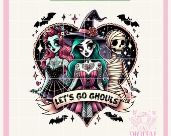 Halloween Png,Lets go Ghouls,Spooky Season Png,Retro,Halloween Png, Halloween Shirt Sublimation Design,Witchy Bats Png,Spooky vibes Png