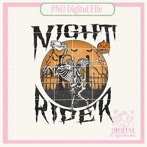 Halloween Png,Night Rider,Spooky Season,Witchy Halloween png,Skeleton png,Vintage PNG,Halloween PNG,Fall Png,Halloween Sublimation Design