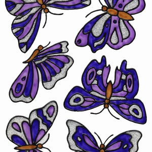 Window Color Window Sticker 6 Butterflies Purple 138