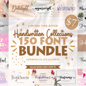 150 Handwritten Font Bundle: Cricut & Calligraphy Fonts