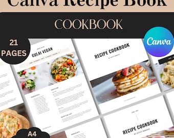 Canva Rezeptbuch Vorlage | Digitales Kochbuch & Essensplaner | Bearbeitbare Rezeptkarten | Instant Download Organizer
