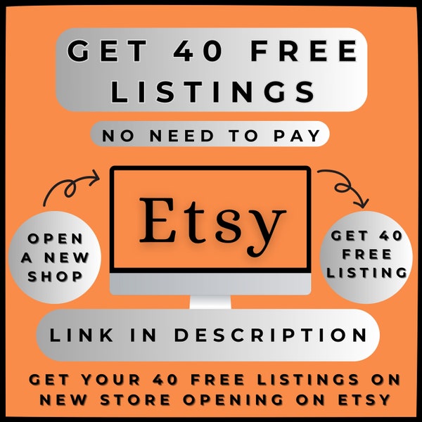 Etsy 40 Free Listings To Open New Store | 40 Free Etsy Listings Credit For Open New Store | 40 Etsy Listings for Free | Link in Description