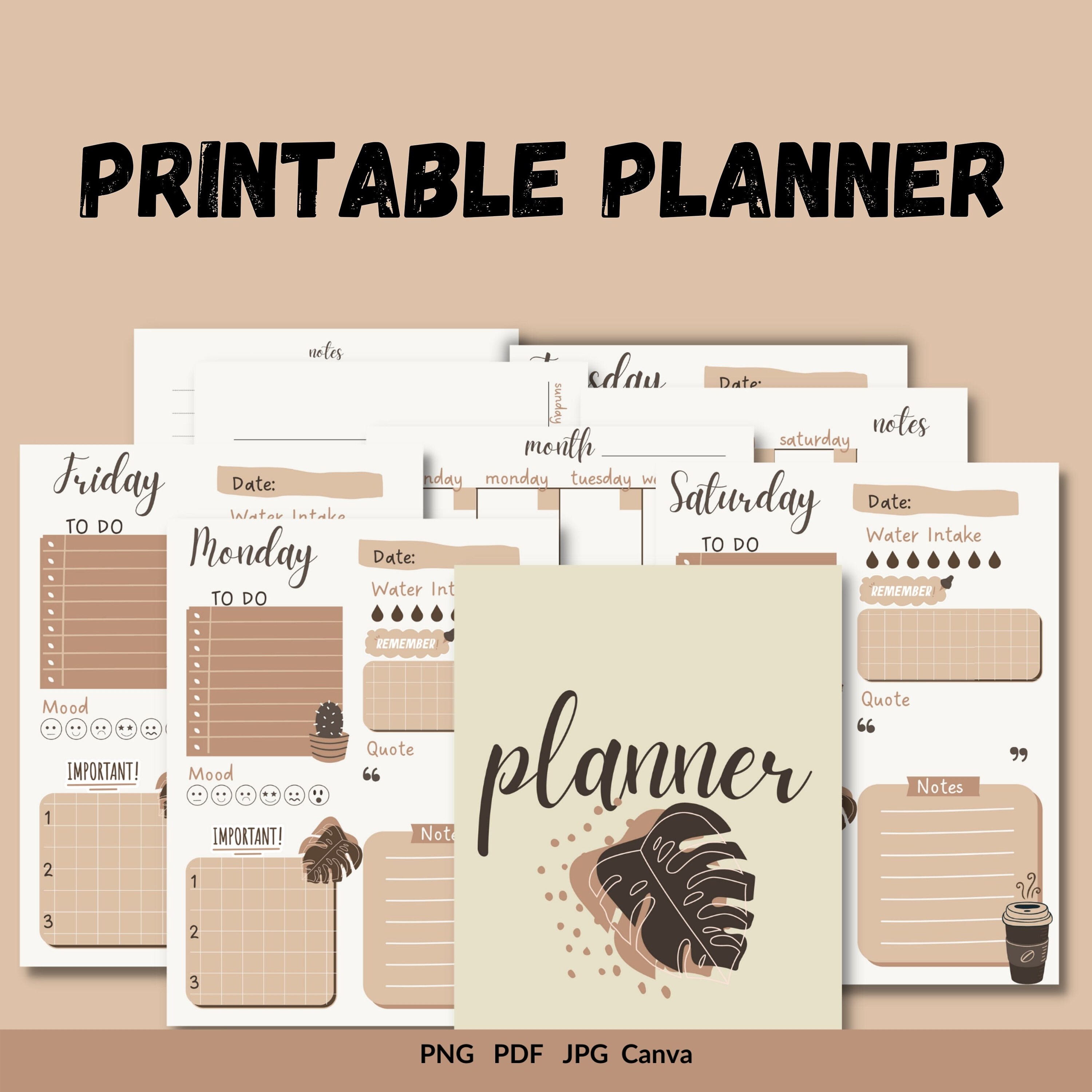 Daily Planner Canva Template - Printable Productivity Boost for Digital ...