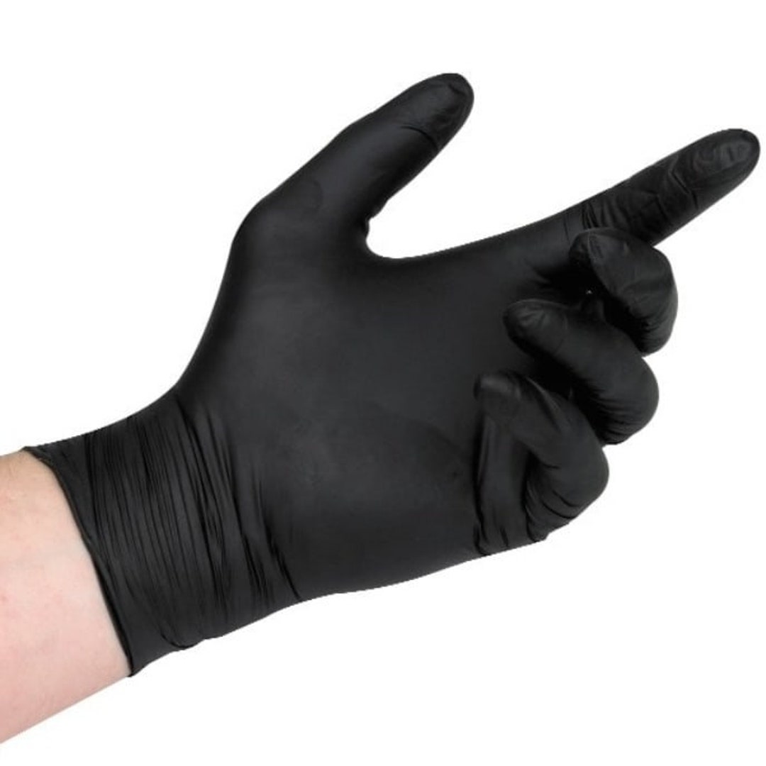 Raven Black Nitrile Gloves, Exam Grade, 7 mil, 100/box