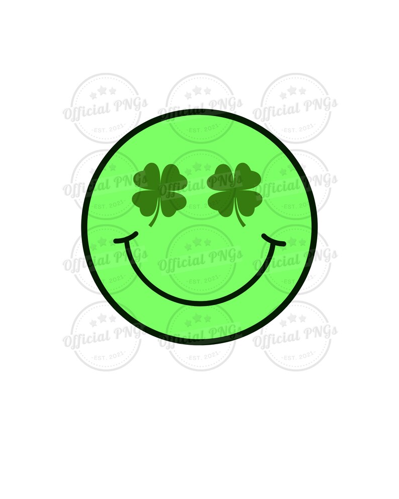 Green Smiley Face Png, Four Leaf Clover Smiley Face Png, Green Happy ...