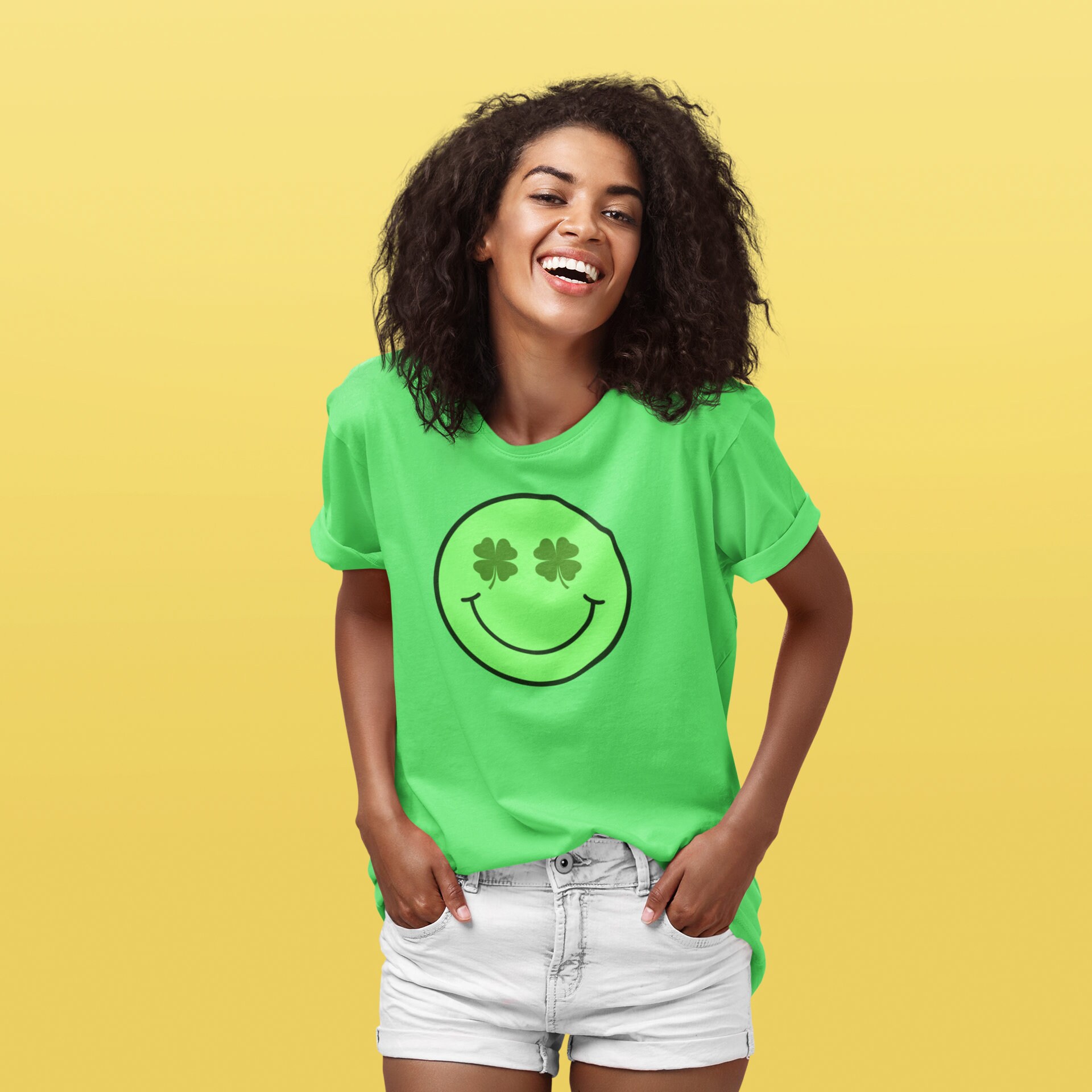 Green Smiley Face Png, Four Leaf Clover Smiley Face Png, Green Happy ...