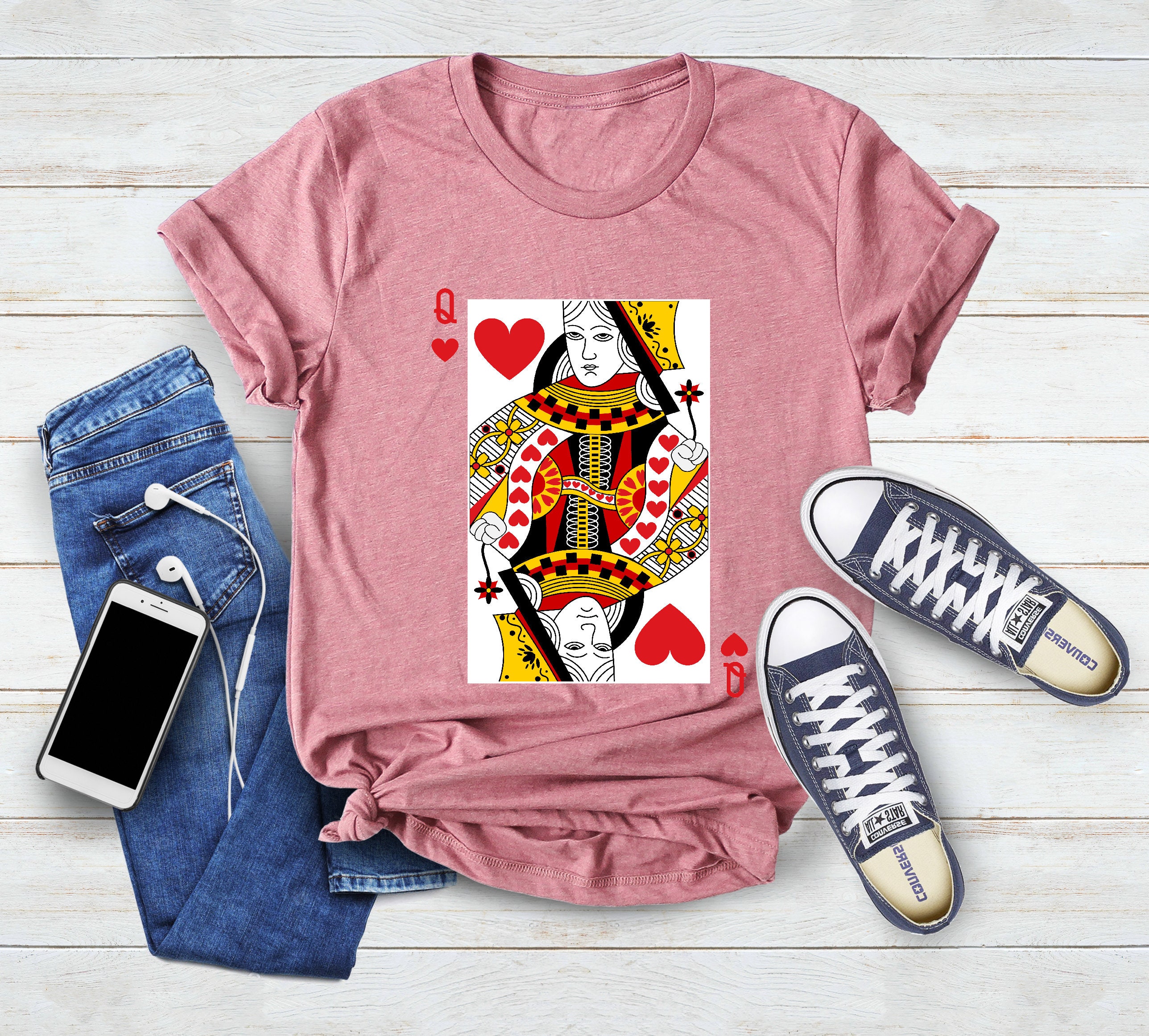 Discover Queen Of Hearts Graphic Tee, Oversized Style Women's T-Shirt