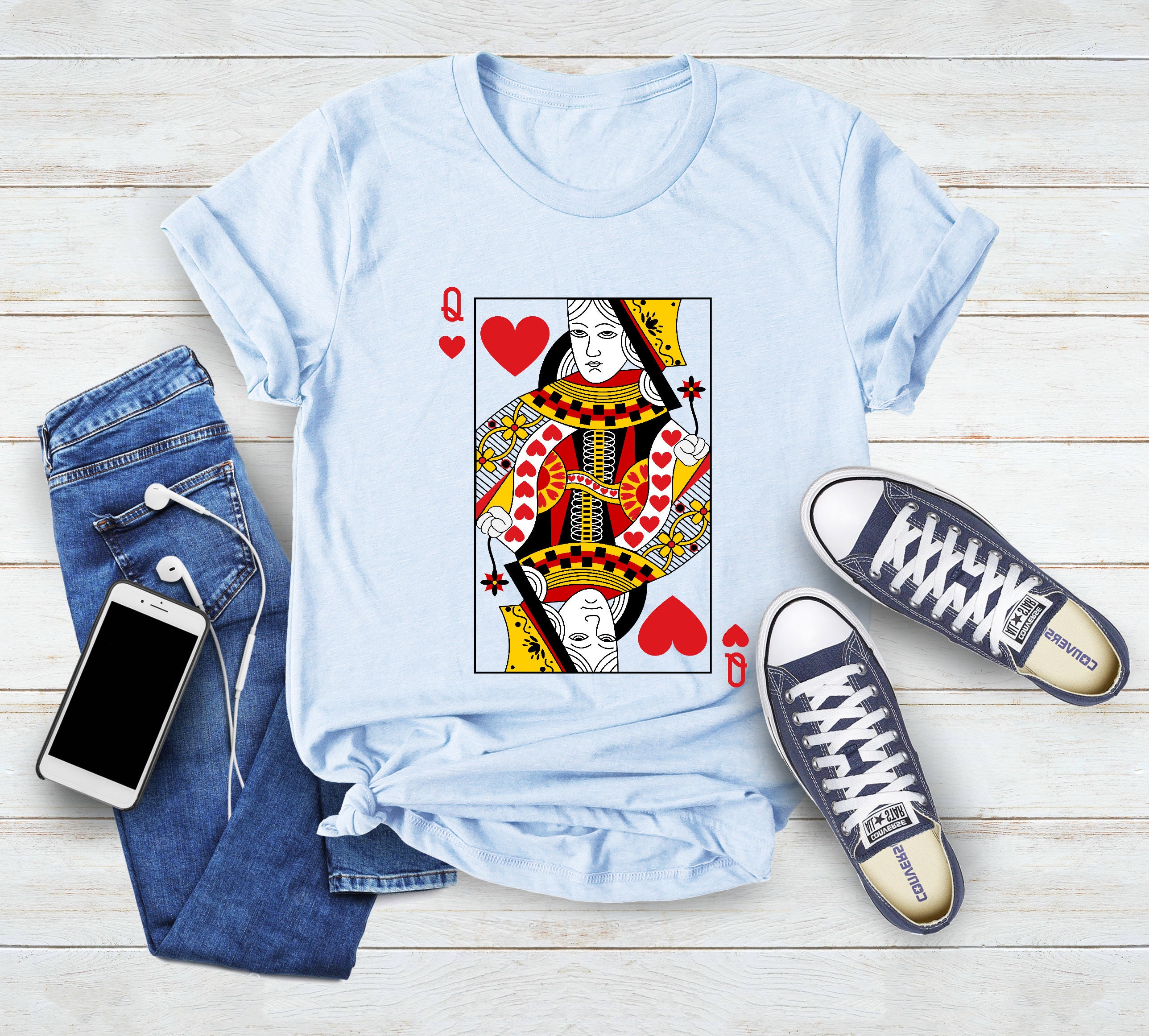 Discover Queen Of Hearts Graphic Tee, Oversized Style Women's T-Shirt