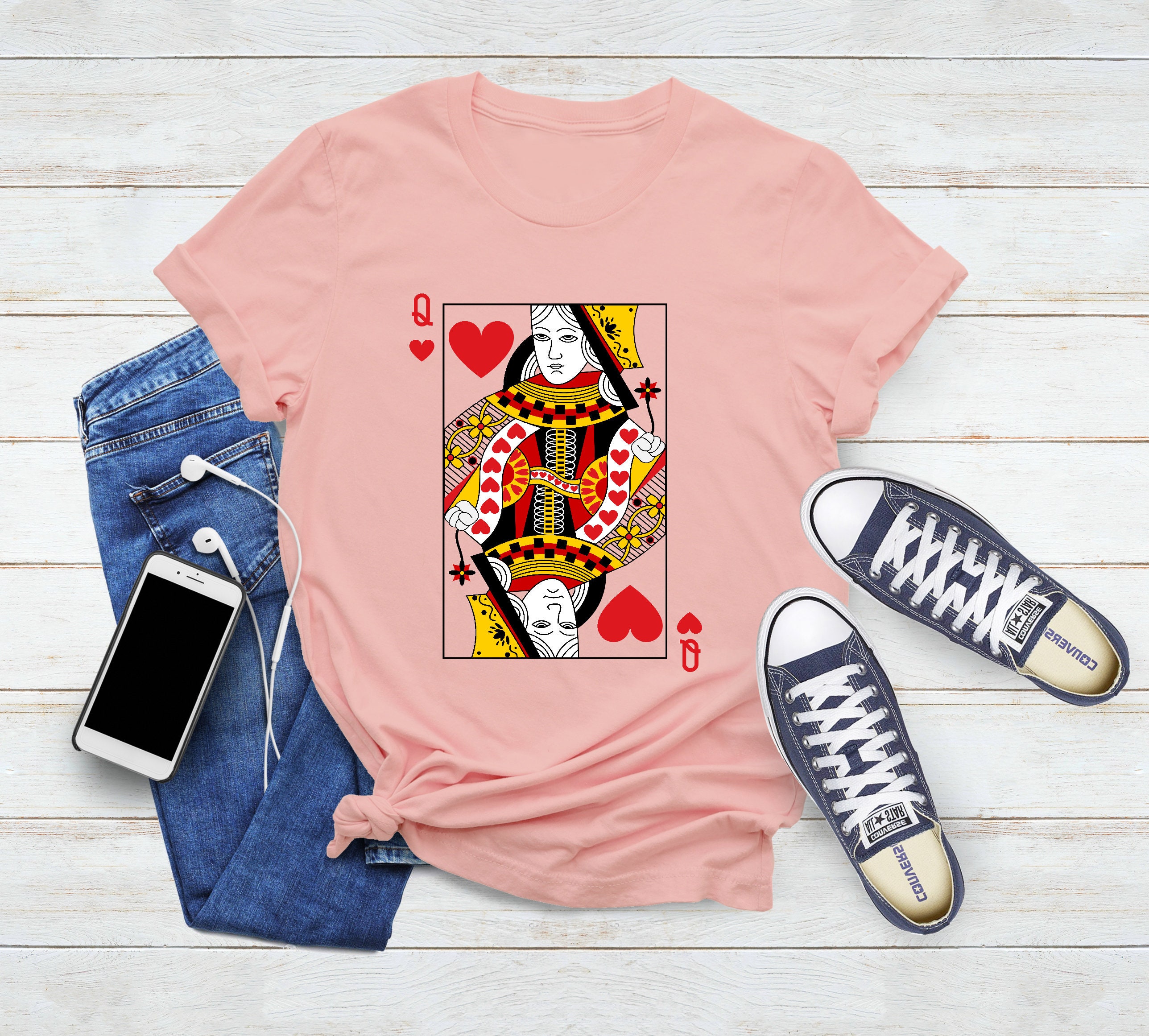 Discover Queen Of Hearts Graphic Tee, Oversized Style Women's T-Shirt