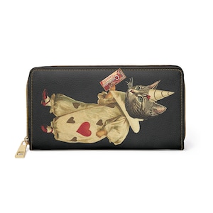 Valentines Kitty Black Zipper Wallet