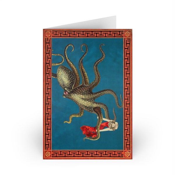 Mermaid and Octopus Greeting Cards (1 or 10-pcs)