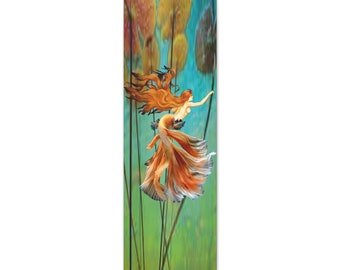 Ginger Mermaid in Waterlilies  Polyester Canvas