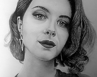 Cadeau de Saint-Valentin, dessin personnalisé portrait à partir de photo, portrait au crayon graphite, portrait de famille, idée cadeau unique pour maman.