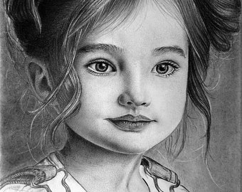 Portrait à partir d’une photo, Dessin au crayon, Portrait au crayon personnalisé, Portrait d’enfant personnalisé, Cadeau personnalisé fait à la main, Portrait sur commande