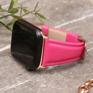 Dark Pink Leather Apple Watch Band: Personalized iWatch Strap