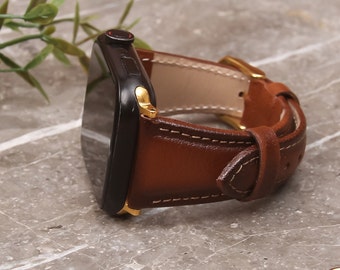 Dark Brown Leather Apple Watch Band: Personalized iWatch Strap