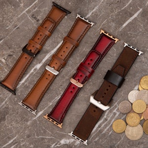 Personalized Leather Apple Watch Band: Handmade Full Grain Calfhide