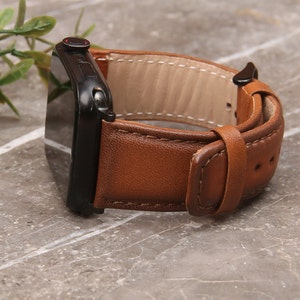 Brown Leather Apple Watch Band: Personalized iWatch Strap