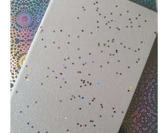 Bullet Journal | Glitter and Stars | Stays flat while writing | Letter Personalization possible